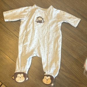 0011 newborn monkey blue footie